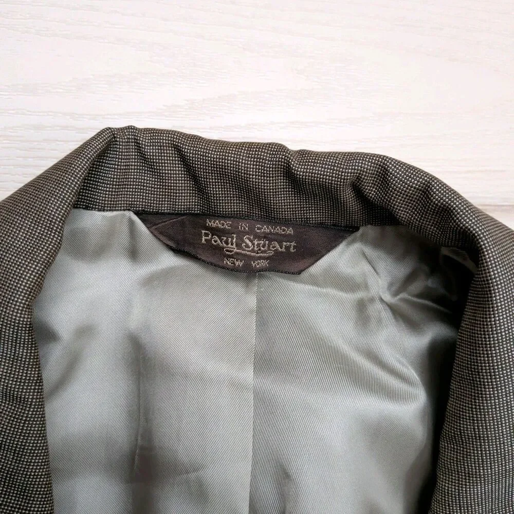 Vintage‎ Paul Stuart Blazer Sport Coat Mens 42L Wool Brown Jacket Made in Canada